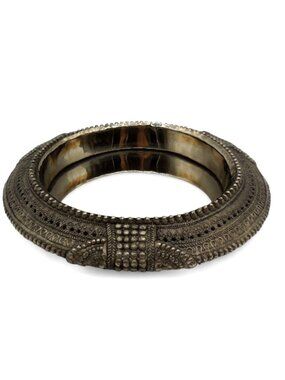 Tribal Bangle Dish Beaded Anklet Form Catchall Dish India Vintage